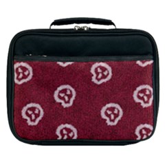 White Skulls On Red Shiny Background Lunch Bag by SychEva