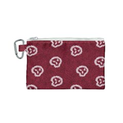 White Skulls On Red Shiny Background Canvas Cosmetic Bag (small) by SychEva