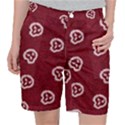 White Skulls On Red Shiny Background Pocket Shorts View1