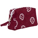 White Skulls On Red Shiny Background Wristlet Pouch Bag (Large) View1