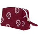 White Skulls On Red Shiny Background Wristlet Pouch Bag (Large) View2