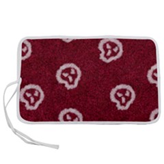 White Skulls On Red Shiny Background Pen Storage Case (m) by SychEva