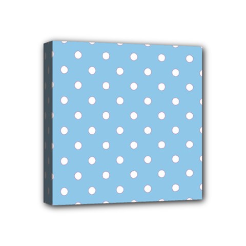 1950 Summer Sky Blue White Dots Mini Canvas 4  X 4  (stretched) by SomethingForEveryone