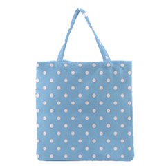 1950 Summer Sky Blue White Dots Grocery Tote Bag by SomethingForEveryone