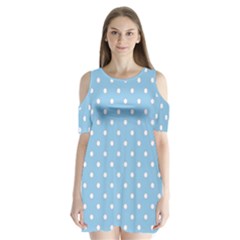 1950 Summer Sky Blue White Dots Shoulder Cutout Velvet One Piece by SomethingForEveryone