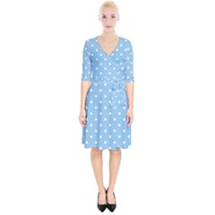 1950 Summer Sky Blue White Dots Wrap Up Cocktail Dress by SomethingForEveryone