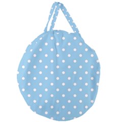 1950 Summer Sky Blue White Dots Giant Round Zipper Tote by SomethingForEveryone