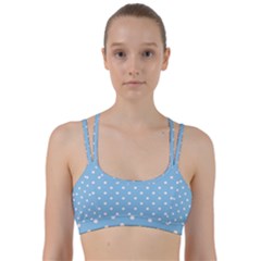 1950 Summer Sky Blue White Dots Line Them Up Sports Bra by SomethingForEveryone