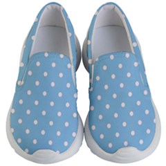 1950 Summer Sky Blue White Dots Kids Lightweight Slip Ons by SomethingForEveryone