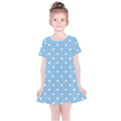 1950 Summer Sky Blue White Dots Kids  Simple Cotton Dress by SomethingForEveryone