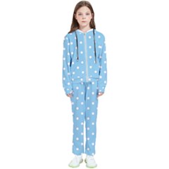 1950 Summer Sky Blue White Dots Kids  Tracksuit