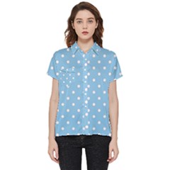 1950 Summer Sky Blue White Dots Short Sleeve Pocket Shirt