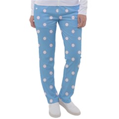 1950 Summer Sky Blue White Dots Women s Casual Pants