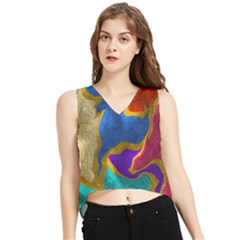 Shimmer V-neck Cropped Tank Top