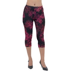 Red Abstraction Lightweight Velour Capri Leggings  by SychEva