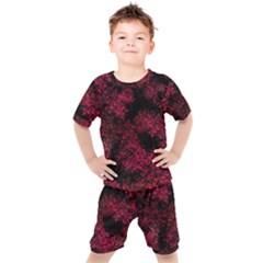 Red Abstraction Kids  Tee And Shorts Set by SychEva