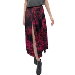 Red Abstraction Velour Split Maxi Skirt by SychEva