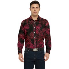 Red Abstraction Men s Long Sleeve Pocket Shirt  by SychEva