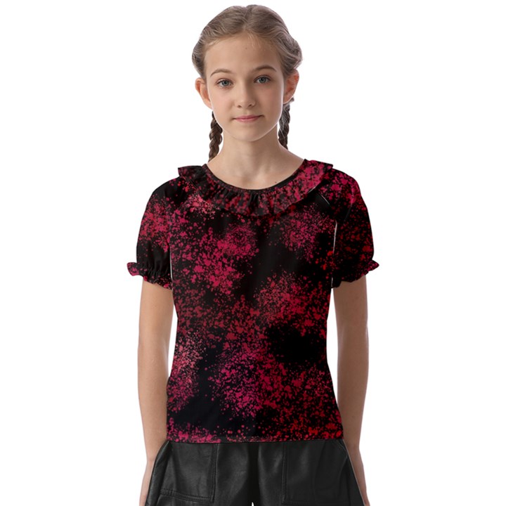 Red Abstraction Kids  Frill Chiffon Blouse