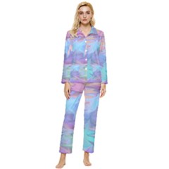 Pastels Womens  Long Sleeve Pocket Pajamas Set