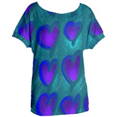 Purple Hearts Women s Oversized Tee by kiernankallan