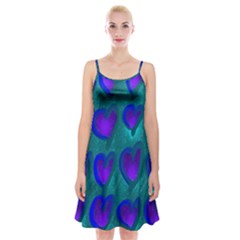 Purple Hearts Spaghetti Strap Velvet Dress