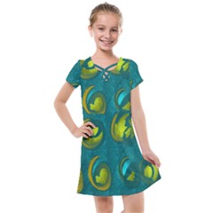 Gold On Green Kids  Cross Web Dress