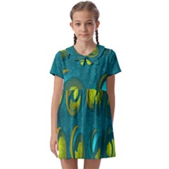 Gold On Green Kids  Asymmetric Collar Dress