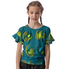 Gold On Green Kids  Cut Out Flutter Sleeves