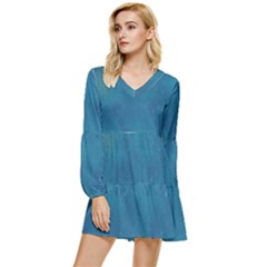 Raindrops Tiered Long Sleeve Mini Dress