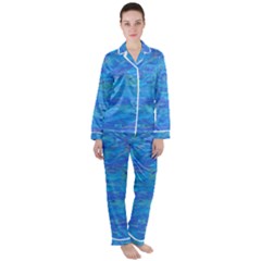 Blue Blue Ocean Satin Long Sleeve Pajamas Set by kiernankallan