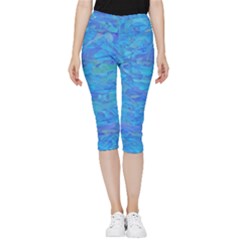 Blue Blue Ocean Inside Out Lightweight Velour Capri Leggings 