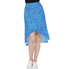 Blue Blue Ocean Frill Hi Low Chiffon Skirt