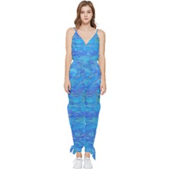 Blue Blue Ocean Sleeveless Tie Ankle Jumpsuit