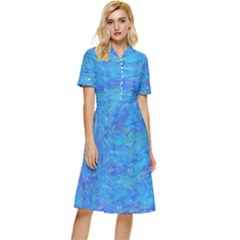 Blue Blue Ocean Button Top Knee Length Dress