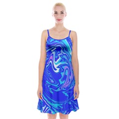  Blue Blue Sea Spaghetti Strap Velvet Dress