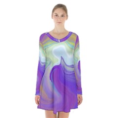 Good Vibrations Long Sleeve Velvet V-neck Dress by kiernankallan