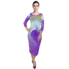 Good Vibrations Quarter Sleeve Midi Velour Bodycon Dress