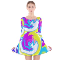 Psychedelic  Long Sleeve Velvet Skater Dress