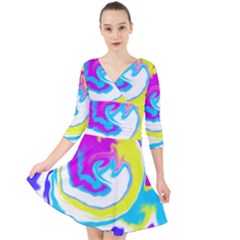 Psychedelic  Quarter Sleeve Front Wrap Dress by kiernankallan