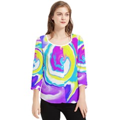 Psychedelic  Chiffon Quarter Sleeve Blouse