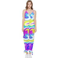 Psychedelic  Sleeveless Tie Ankle Jumpsuit