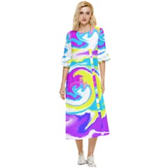 Psychedelic  Double Cuff Midi Dress