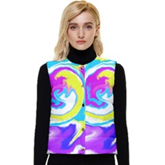 Psychedelic  Women s Short Button Up Puffer Vest