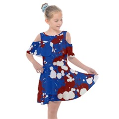 Splatter Kids  Shoulder Cutout Chiffon Dress