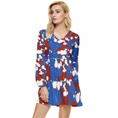 Splatter Tiered Long Sleeve Mini Dress