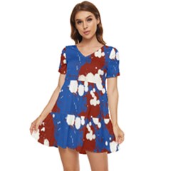 Splatter Tiered Short Sleeve Mini Dress