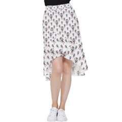 Sketchy Style Scarecrow Drawing Motif Pattern Frill Hi Low Chiffon Skirt