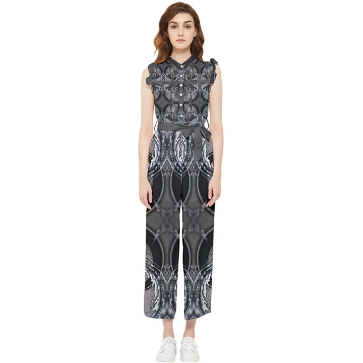 Lunar Phases Women s Frill Top Jumpsuit