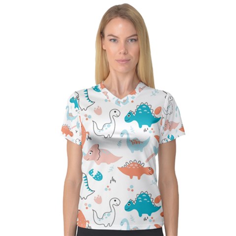 Funny Dinosaurs Kids V-neck Sport Mesh Tee by SychEva